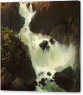 A Raging Waterfall. Laatefossen In Hardanger. Norway Canvas Print