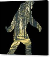 A Sasquatch Bigfoot Silhouette Hiking The Woodlands Deep Forest Canvas Print