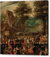 A Village Festival With Elegantly Dressed Figures In Procession Canvas Print