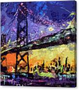 Abstract San Francisco Oakland Bay Bridge At Night Canvas Print