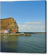 Across Staithes Harbour To Cowbar Nab Canvas Print