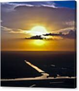 Aerial Sunset Over Canal Canvas Print