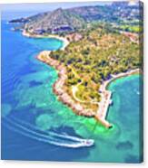 Aerial View Of Dubrovnik Emerald Coastline In Srebreno Canvas Print