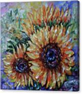 Ah, Sunflower Palette Knife Oil  Painting Canvas Print