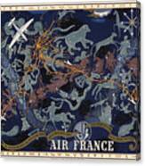 Air France - Illustrated Poster Of The Constellations - Blue - Celestial Map - Celestial Atlas Canvas Print