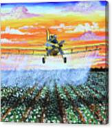 Air Tractor At Sunset Over Cotton Canvas Print