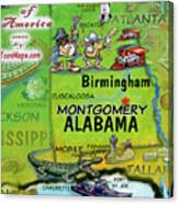 Alabama Fun Map Canvas Print