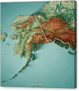 Alaska State 3d Render Topographic Map Border Canvas Print