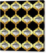 Alhambra, Glam Arbesque Quatrefoil Gold And Silver Pattern Canvas Print