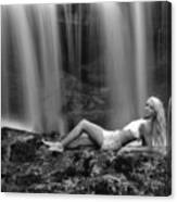 Ally Laying Down In Front Of Waterfall Canvas Print