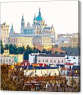 Almudena Cathedral And The Royal Palace Of Madrid Spain Canvas Print