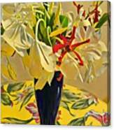 Aloha Bouquet Of The Day - White Gingert With Red Orchids - A New Hue Canvas Print