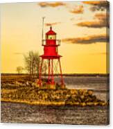 Alpena Harbor Lighthouse  At Sunset Canvas Print