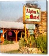 Alpine Motel Vintage Roadside Oasis Yellowstone Canvas Print