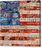 American Flag - Made From Vintage Recycled Pop Culture Usa Paper Product Wrappers Canvas Print