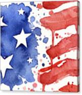 American Flag Watercolor Painting Canvas Print