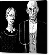 American Gothic Graphic Grant Wood Black White Tee Canvas Print