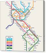 Americas Metro Map Canvas Print