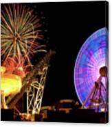 Amusemant Pier In Wildwood New Jersey With Colorful Firework Explosions Canvas Print