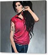 Amy Winehouse Red Shirt Canvas Print
