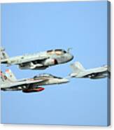 An Ea-6b Prowler And Two F A-18f Super Hornets Us Navy Canvas Print