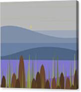 An Early Morning Rain And Cattails Canvas Print