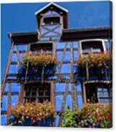 Ancient Alsace Auberge In Blue Canvas Print