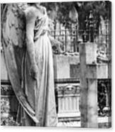 Angel With Cross Of Bonaventure Cemetery Canvas Print