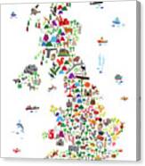 Animal Map Of Great Britain For Children And Kids Canvas Print