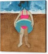 Annatte At The Beach With Bandaids Canvas Print