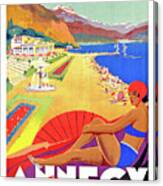 Annecy Beach Lake, France, Bikini Woman Canvas Print