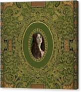 Antique Book Cover With Cameo - Green And Gold Canvas Print
