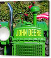 Antique John Deere Tractor With American Flags Canvas Print