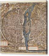 Antique Map Of Paris Canvas Print