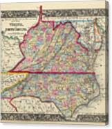 Antique Map Of Virginia Canvas Print