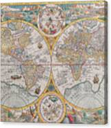 Antique Maps Of The World Petrus Plancius C 1599 Canvas Print