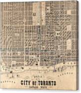 Antique Maps - Old Cartographic Maps - Antique Map Of The City Of Toronto, Canada, 1857 Canvas Print