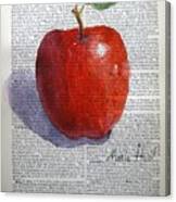 Kattywompus Apple On Antique Paper Canvas Print