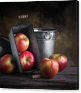 Apples With Metalware Canvas Print