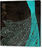 Aqua Peacock Art Nouveau Canvas Print