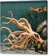 Aquarium Octopus Vintage Poster Restored Canvas Print
