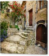 Arched Cobblestone Stairway In Eze, France 2 Canvas Print