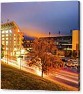 Fayetteville Arkansas Football Stadium Illumination In Autumn Canvas Print