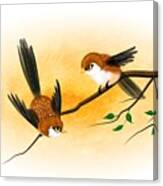 Asian Art Two Little Sparrows Canvas Print