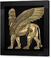 Assyrian Winged Lion - Gold Lamassu Over Black Canvas Canvas Print