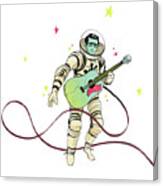 Astronaut Holding Guitar Canvas Print