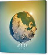 Attica Greece 3d Little Planet 360-degree Sphere Panorama Canvas Print