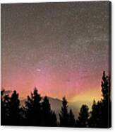 Aurora Borealis Over Mammoth Hot Springs In Yellowstone Np Canvas Print