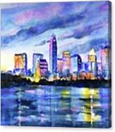 Austin Texas Colorful Skyline Sunset Canvas Print