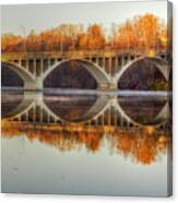 Autumn Bridge Reflections Canvas Print